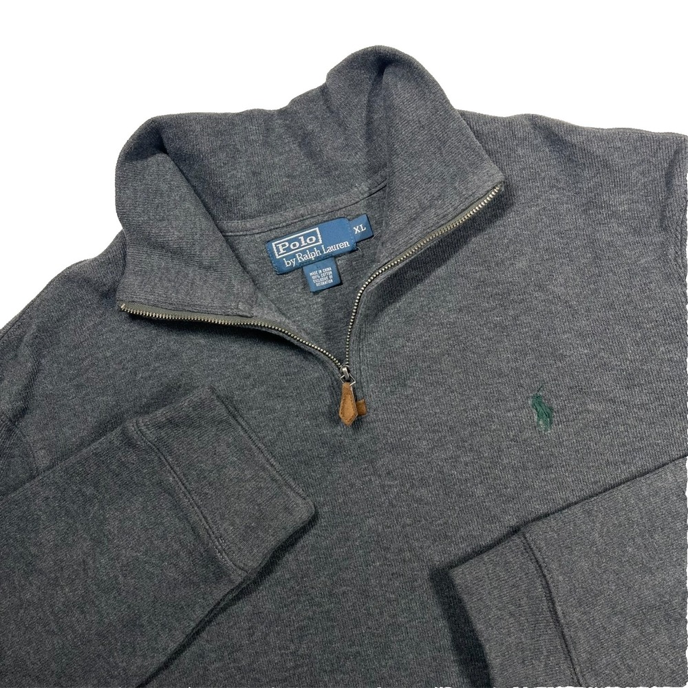 Polo Ralph Lauren 1/4 Zip Pullover Sweater Men's XL Charcoal Casual Prep *Flaw